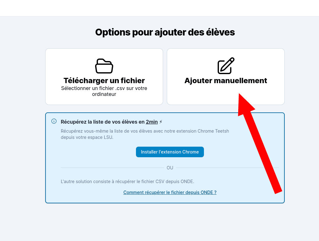 Ajouter manuellement vos élèves