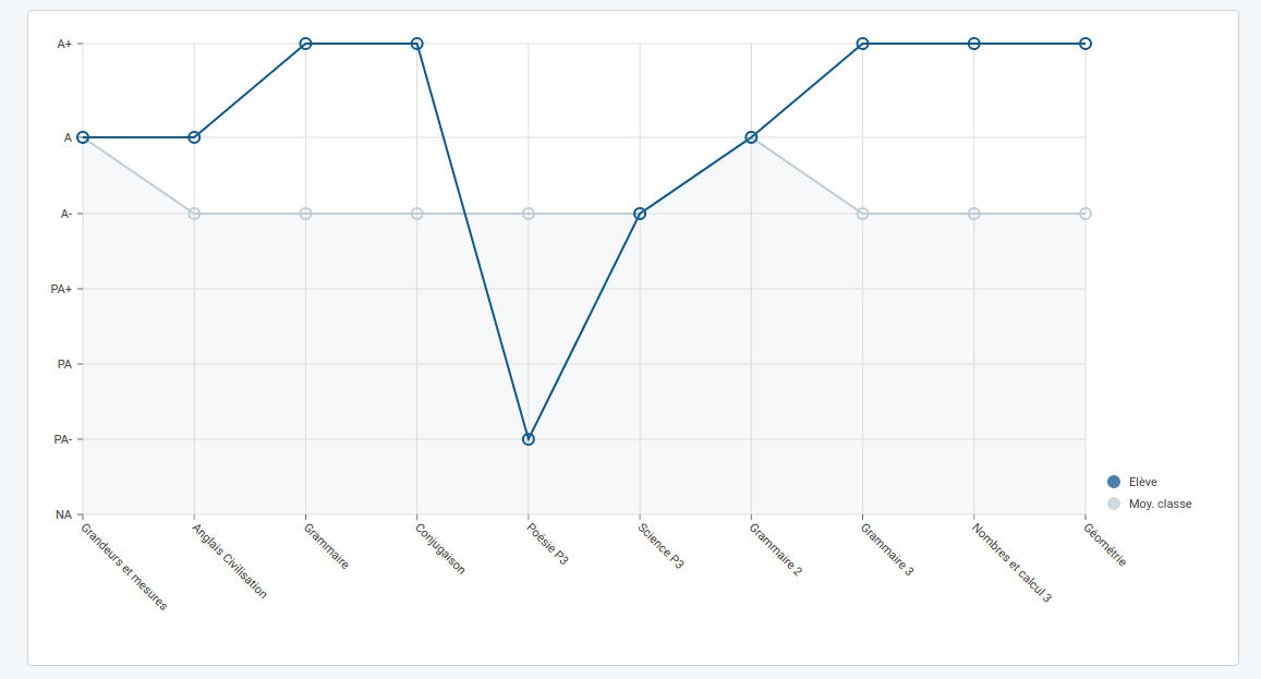 Aperçu graphique bilan élève