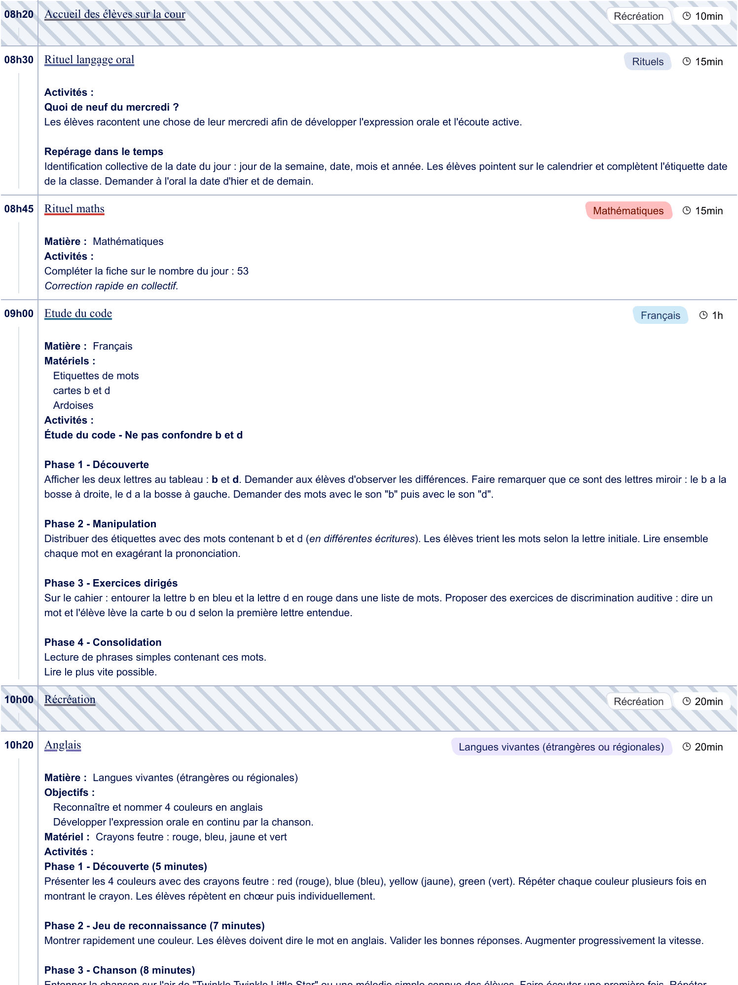 Exemple de cahier journal CE1 - aperçu