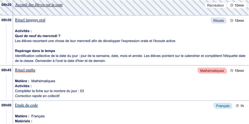 Exemple de cahier journal CE1 - aperçu