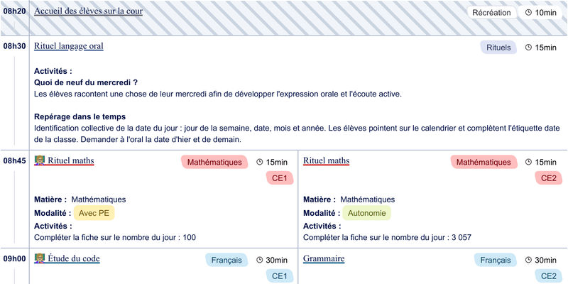 Exemple de cahier journal CE1-CE2 - aperçu