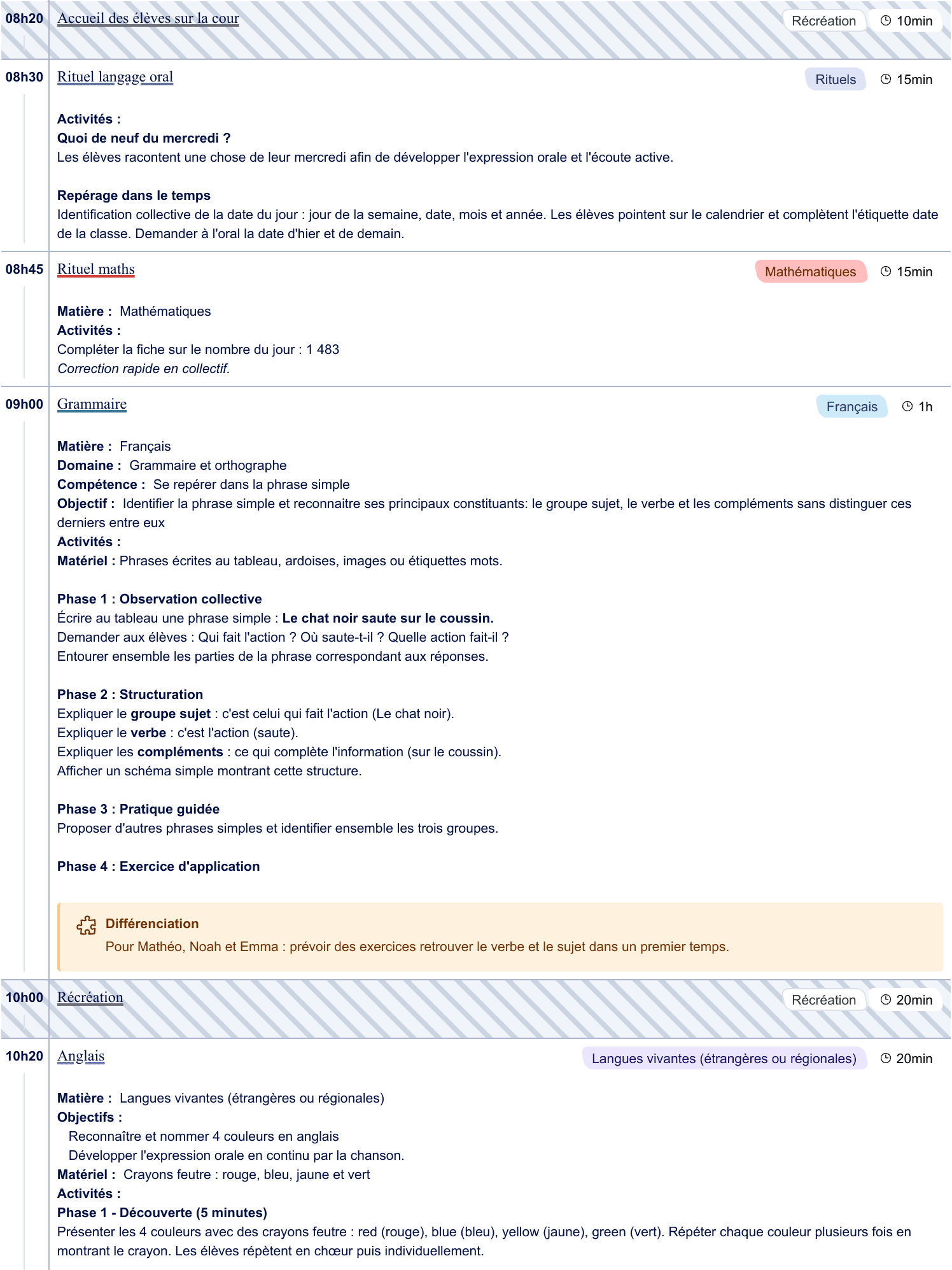Exemple de cahier journal CE2 - aperçu