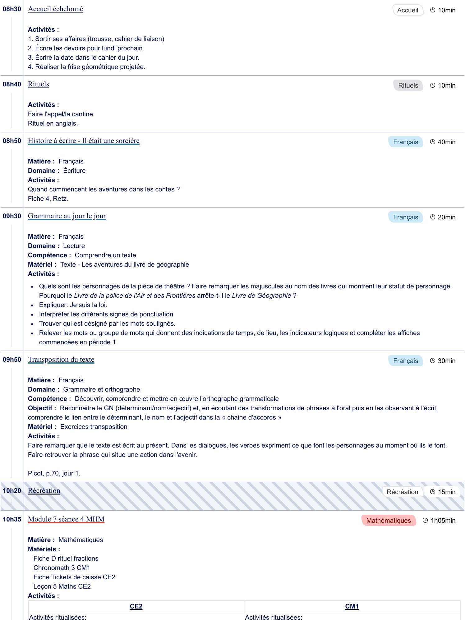 Exemple de cahier journal CE2-CM1 - aperçu