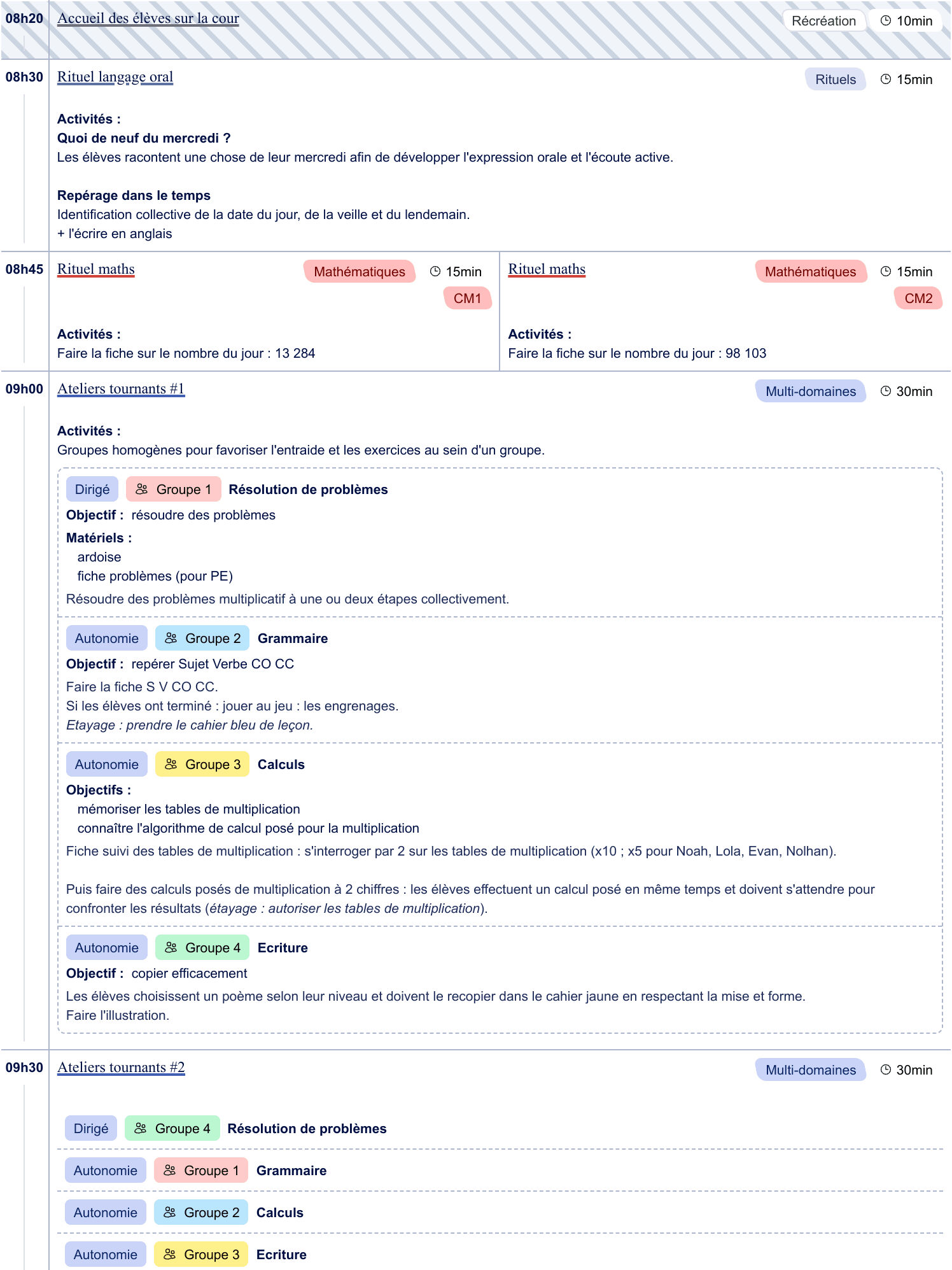 Exemple de cahier journal CM1-CM2 - aperçu