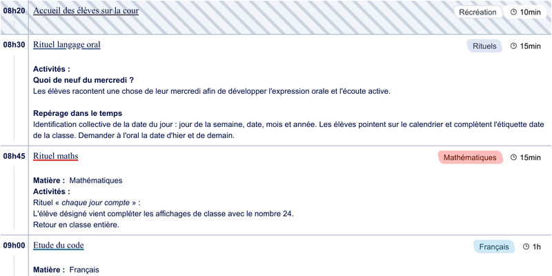 Exemple de cahier journal CP - aperçu