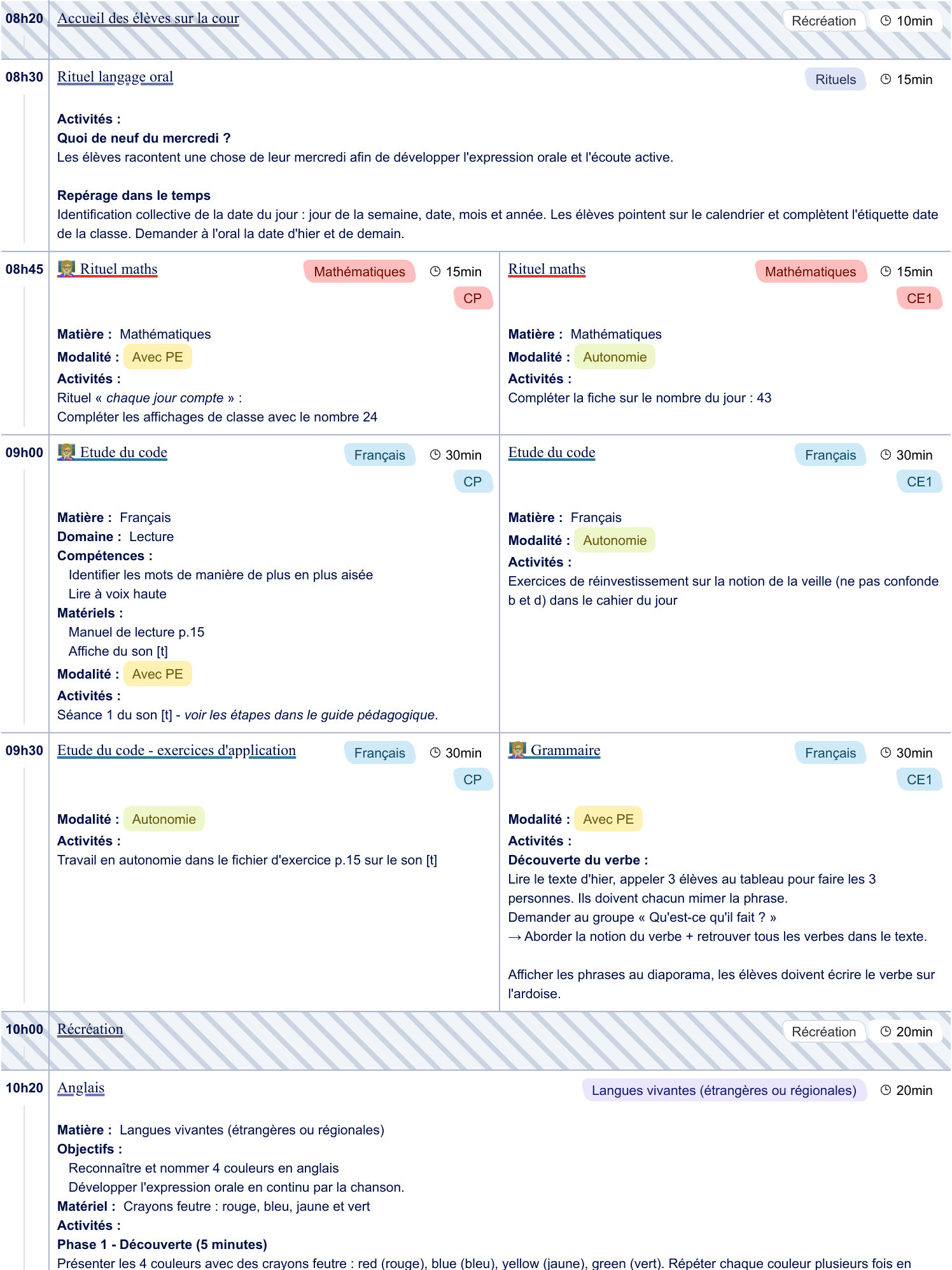 Exemple de cahier journal CP-CE1 - aperçu
