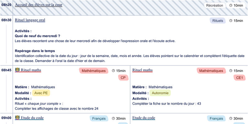 Exemple de cahier journal CP-CE1 - aperçu
