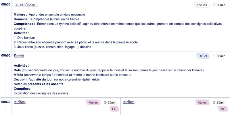 Exemple de cahier journal PS-MS - aperçu