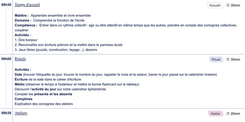 Exemple de cahier journal GS - aperçu