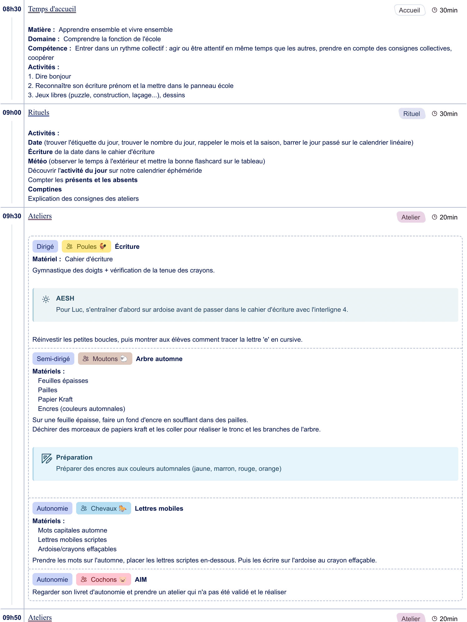 Exemple de cahier journal GS - aperçu