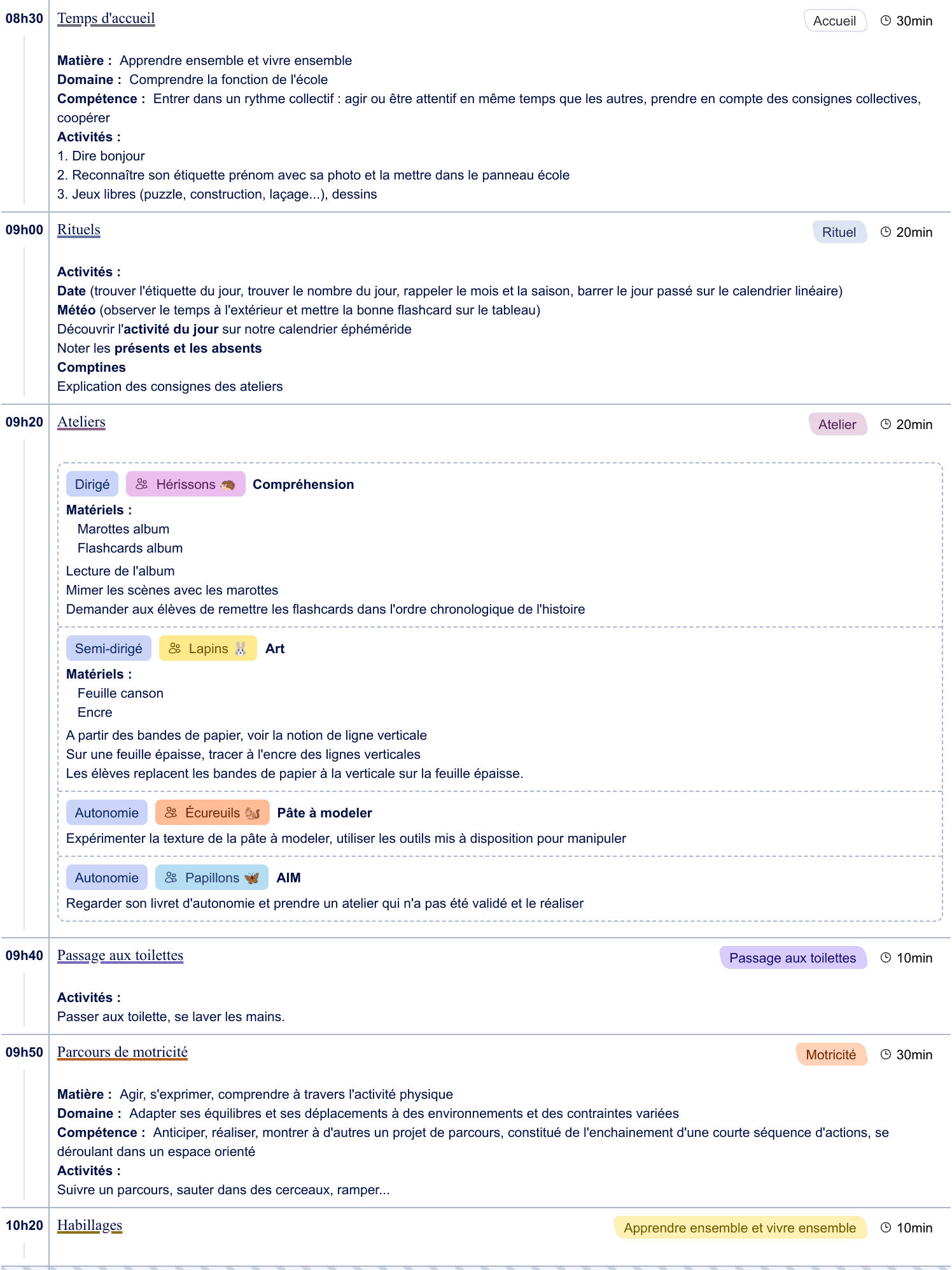 Exemple de cahier journal PS - aperçu