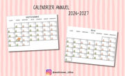 Calendrier annuel 2026 2027 Maiitresse Chloe
