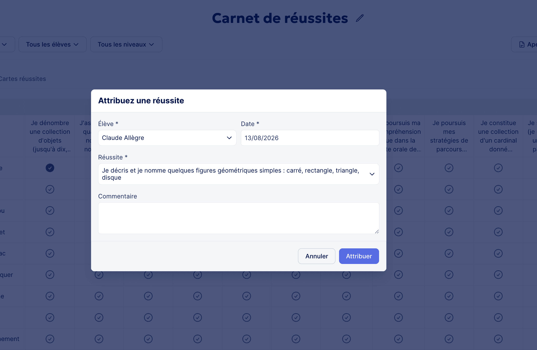 Ajouter un commentaire dans une réussite