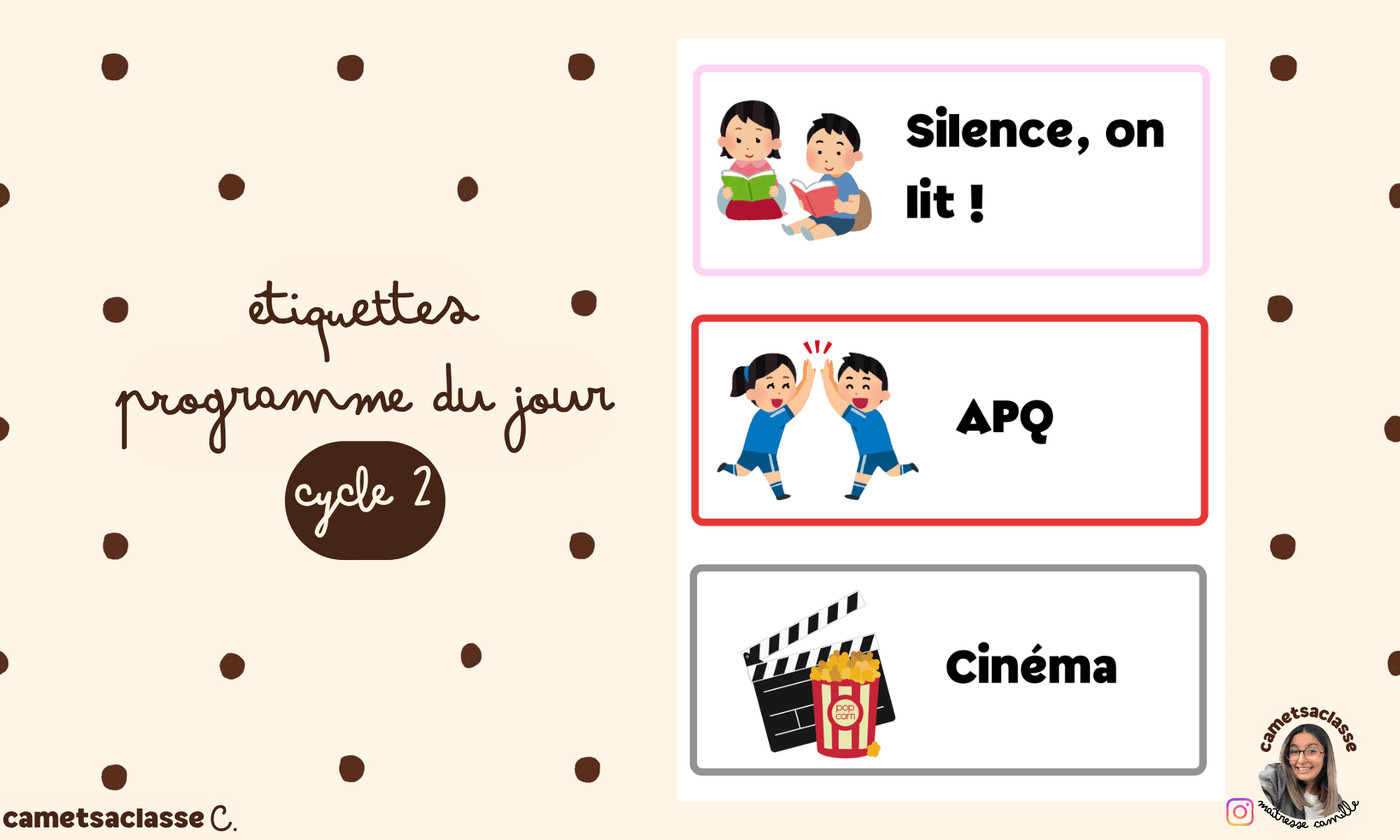 Etiquettes programmes cycle 2 Cam et sa classe Vignette 1