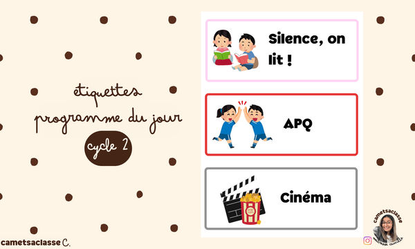 Etiquettes programmes cycle 2 Cam et sa classe Vignette 1