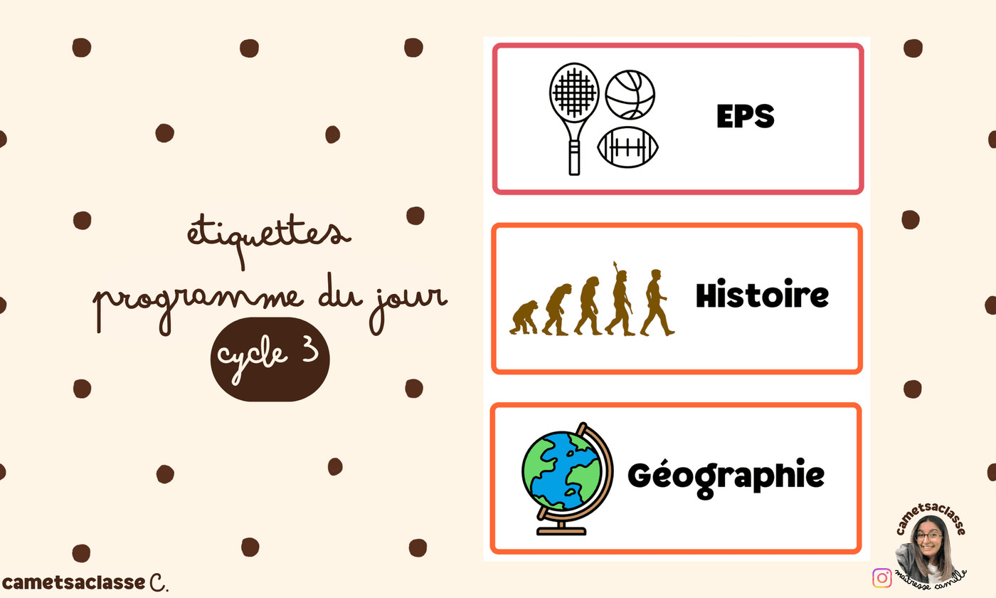 Etiquettes programmes cycle 3 Cam et sa classe Vignette 1
