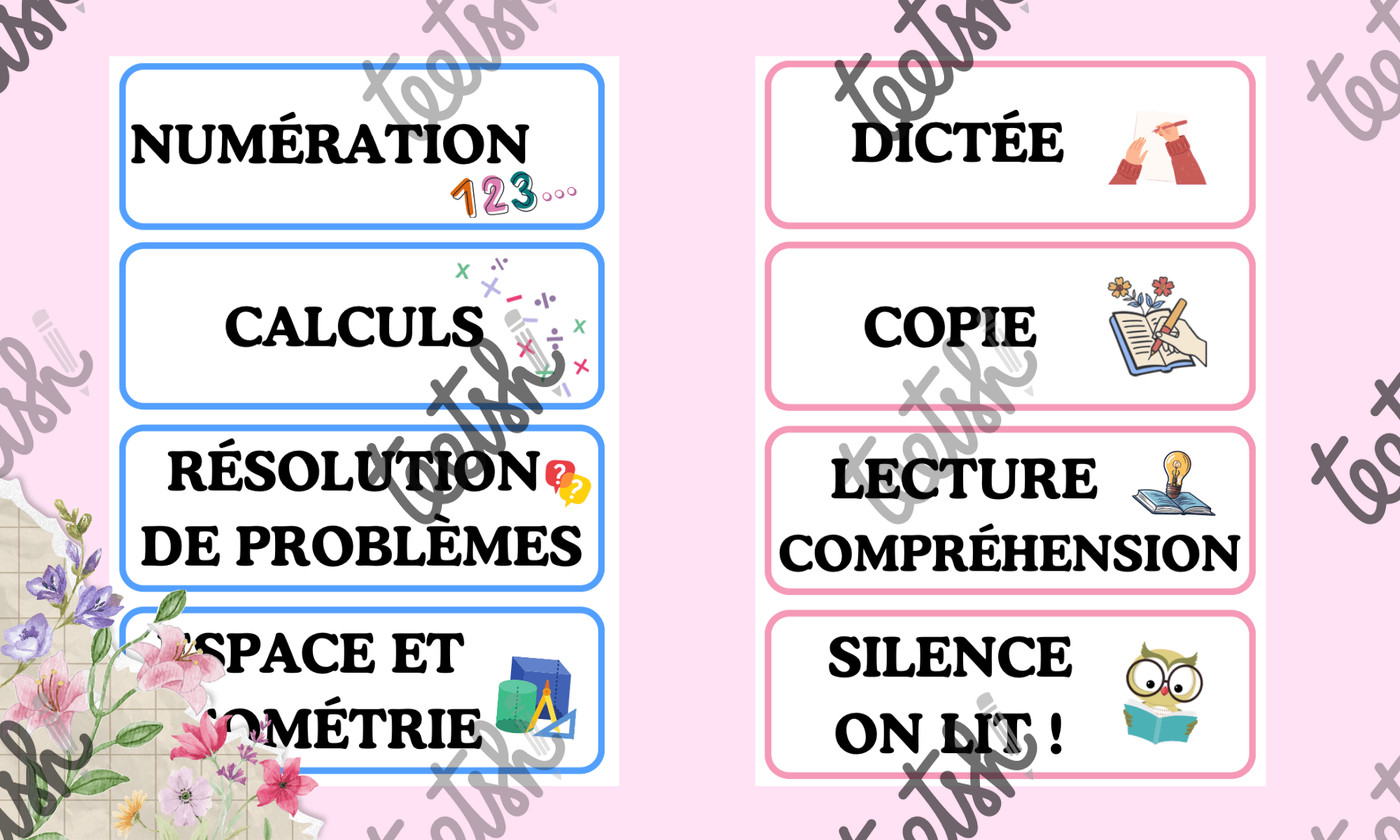 Aperçu étiquettes programmes du jour Maitresse Romy vignette2