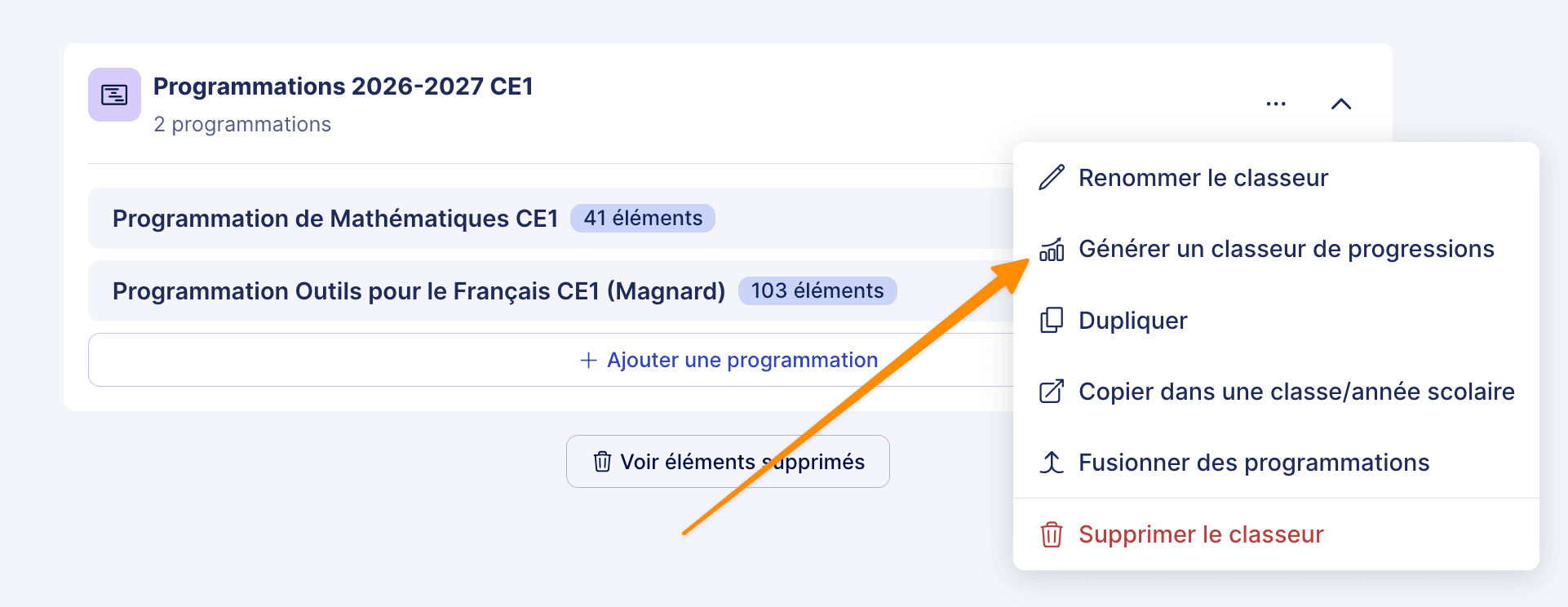 générer une progression depuis une programmation dans Teetsh