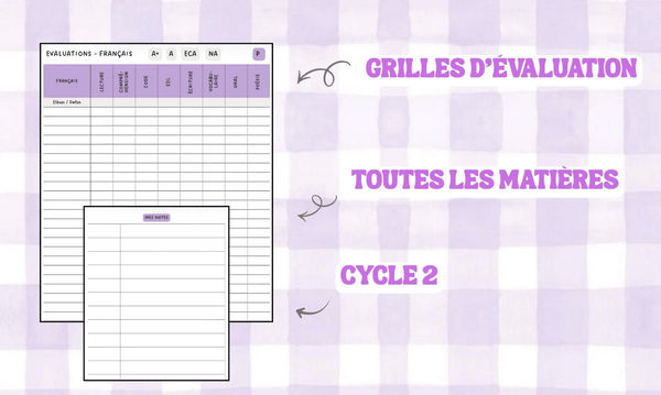 Grilles évaluations Maitresse Alizé