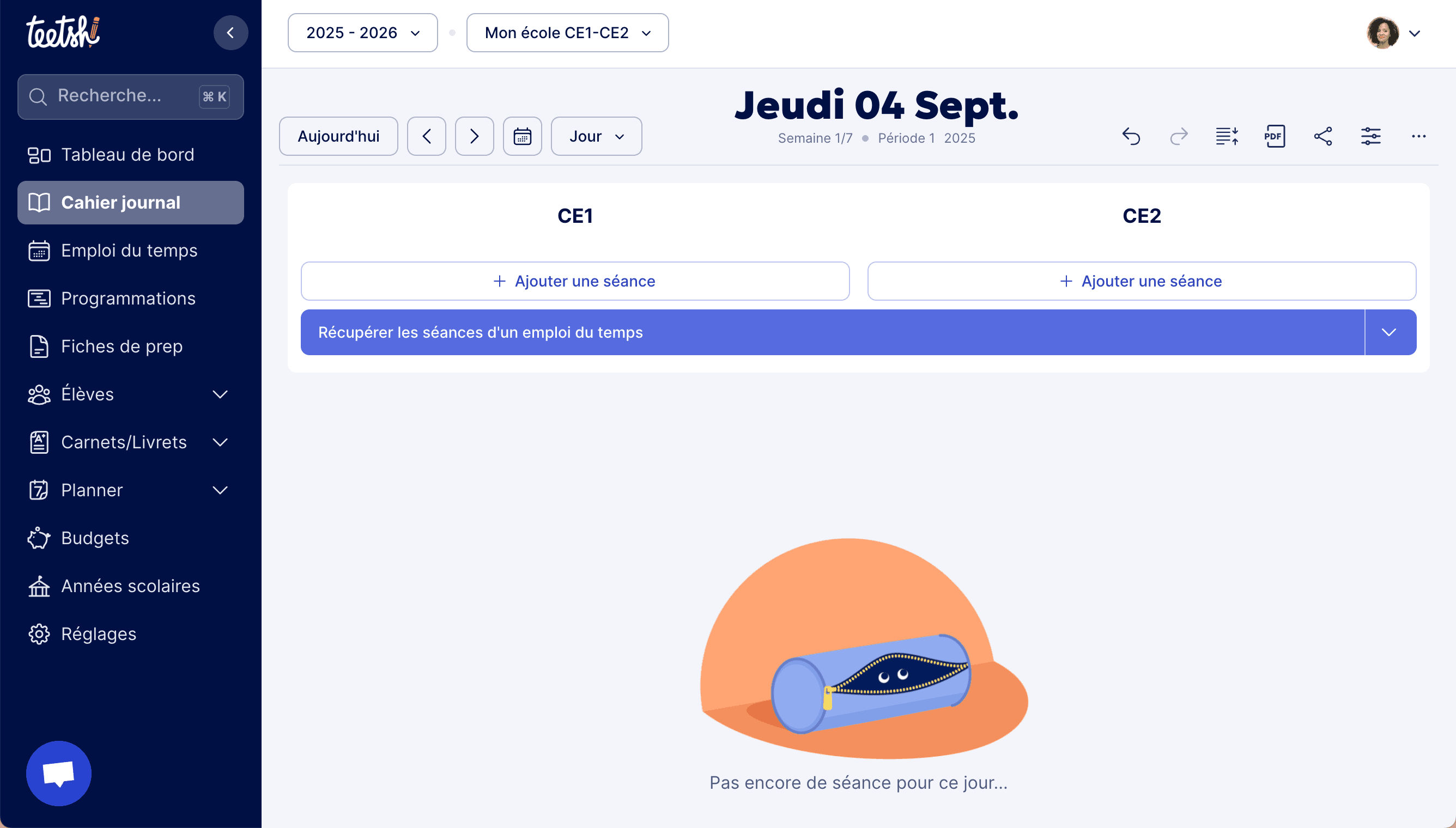 Aperçu Classes séparées : Plusieurs colonnes dans le Cahier Journal