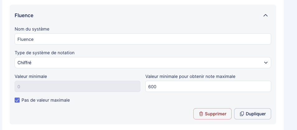 Exemple notation fluence