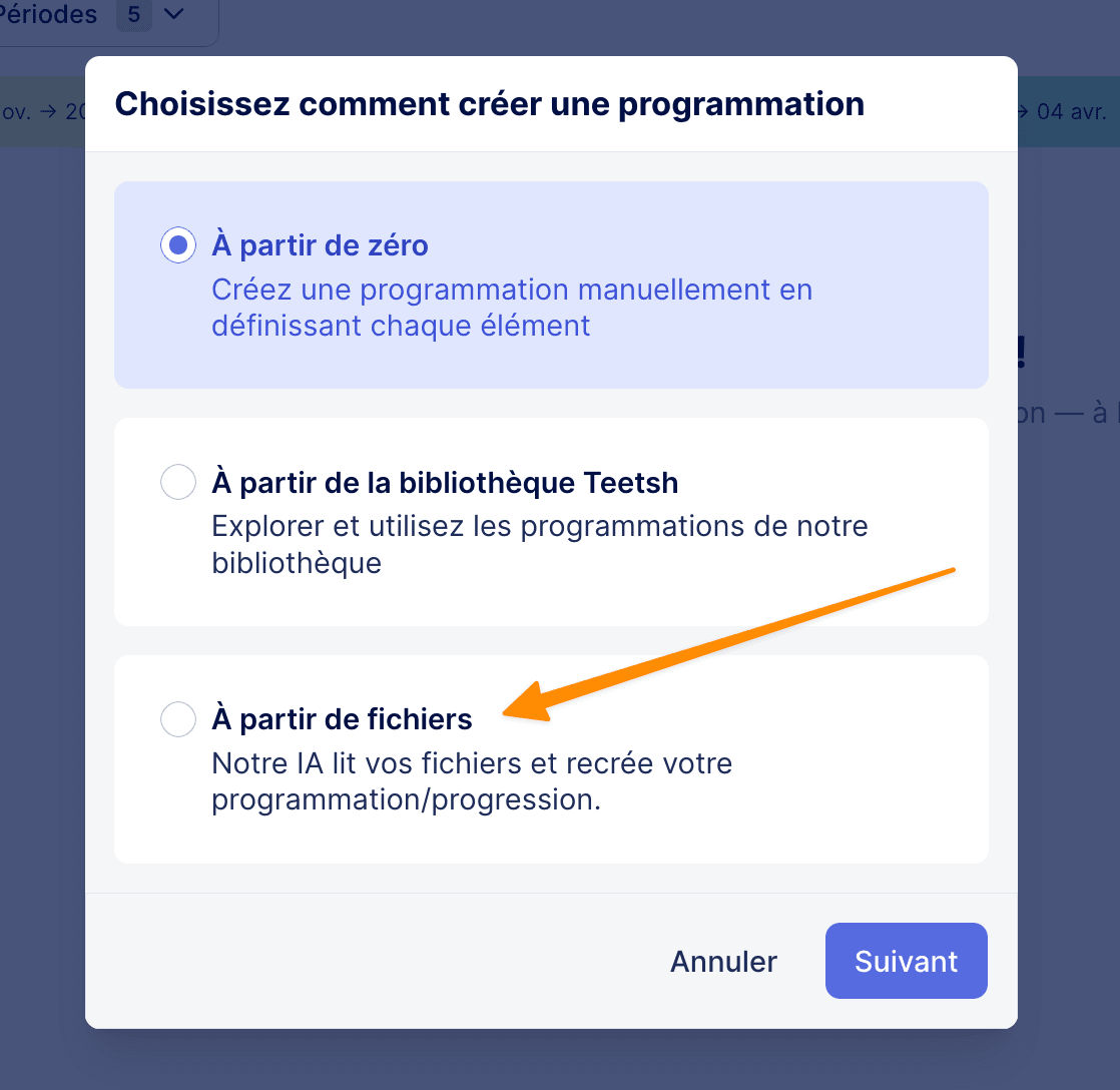 screenshot de l'import des programmation