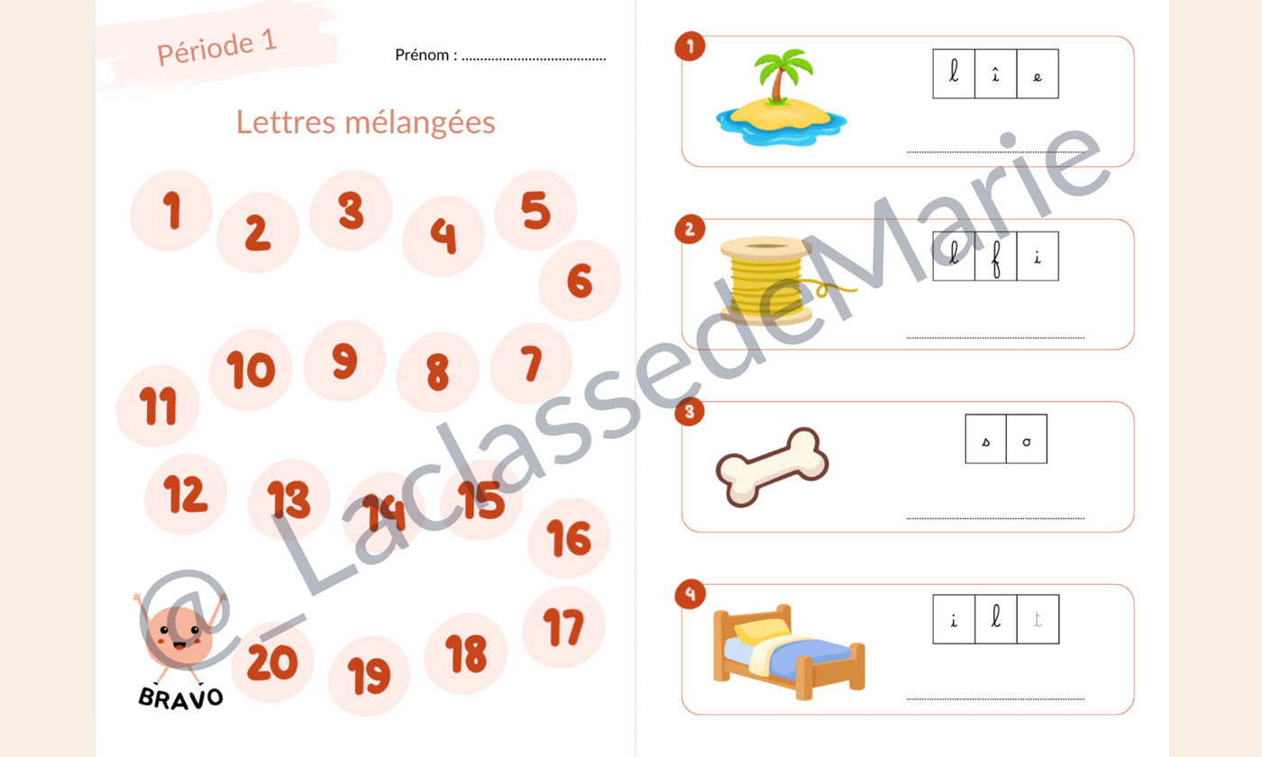 Aperçu livret d'autonomie lettres mélangées La classe de Marie Vignette2