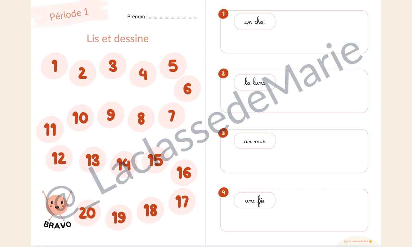Aperçu Livret lis et dessine La classe de Marie Vignette2