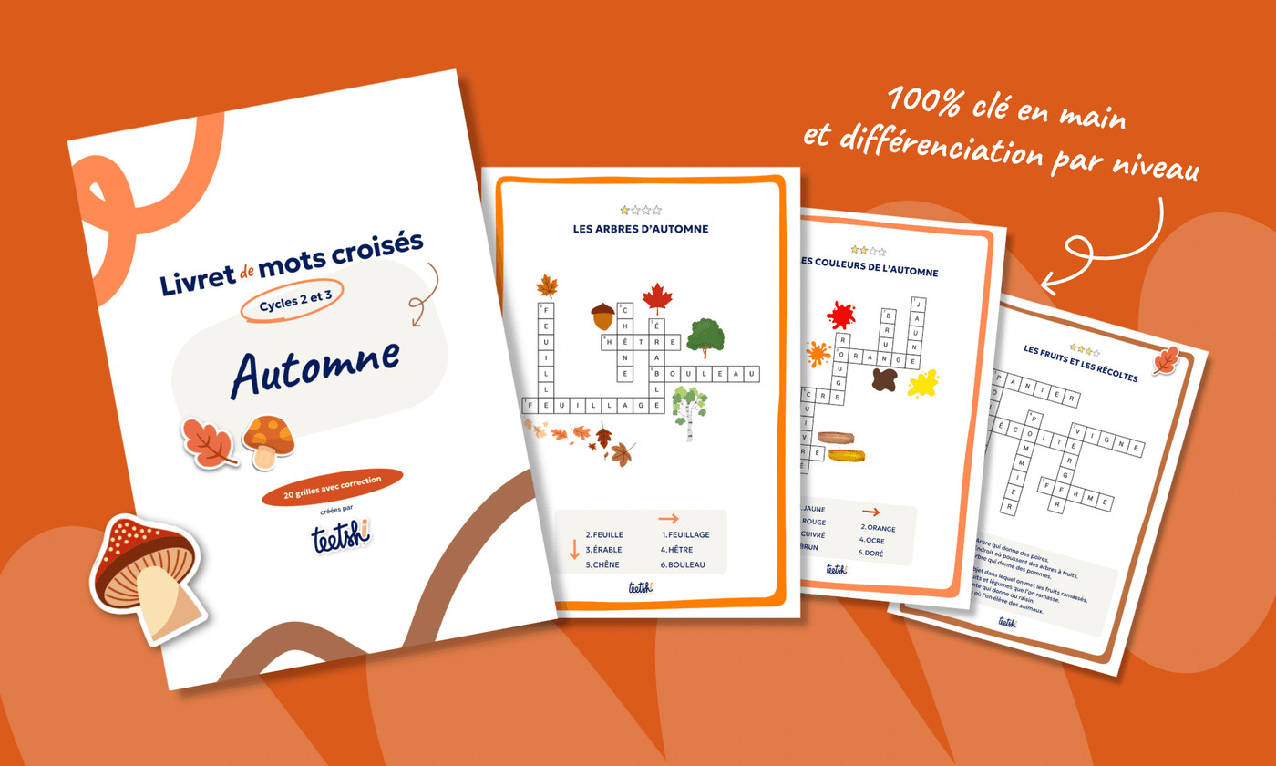 Aperçu Livret mots croisés Automne Cycles 2 et 3 Teetsh