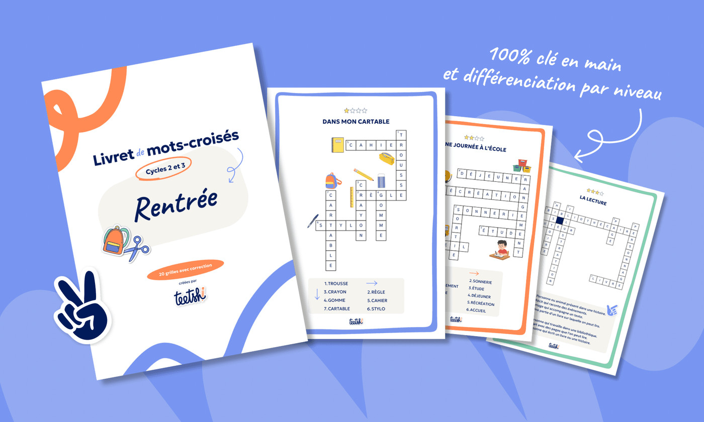 Aperçu Livret mots croisés Rentrée Cycles 2 et 3 Teetsh