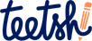 Logo Teetsh bleu nuit avec crayon orange