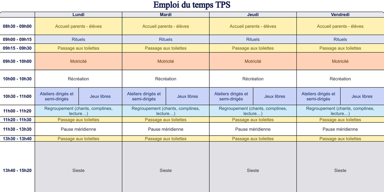 Modèles d'emploi du temps cycle 1, 2 et 3 - Teetsh