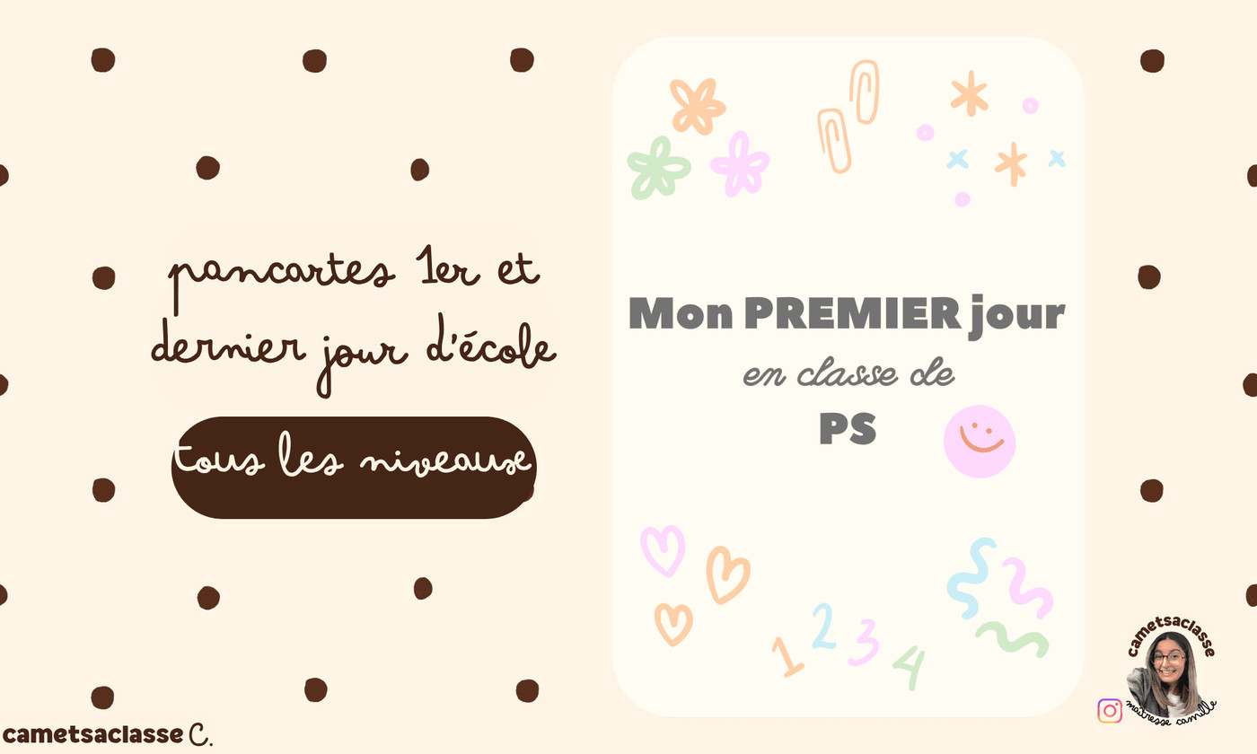 Pancarte premier dernier jour Cam et sa classe Vignette 1