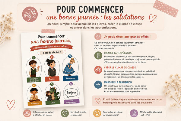 Aperçu Affiche pour commencer une journée Madame Maitresse