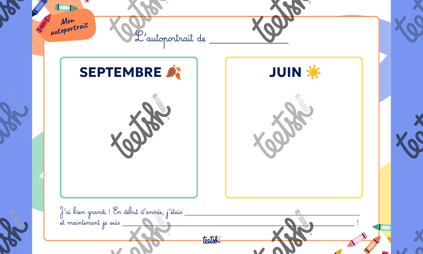 Aperçu Premier jour d'école - Maternelle - Autoportrait en miroir - Teetsh