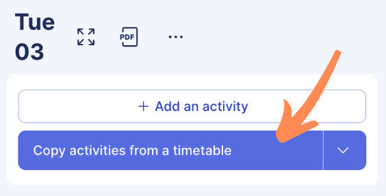 Overview of the button to retrieve activities from the timetable