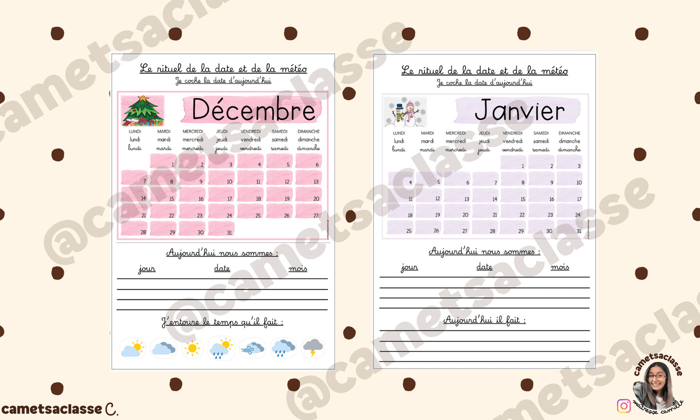 Rituel de la date et de la météo · Cametsaclasse - aperçu