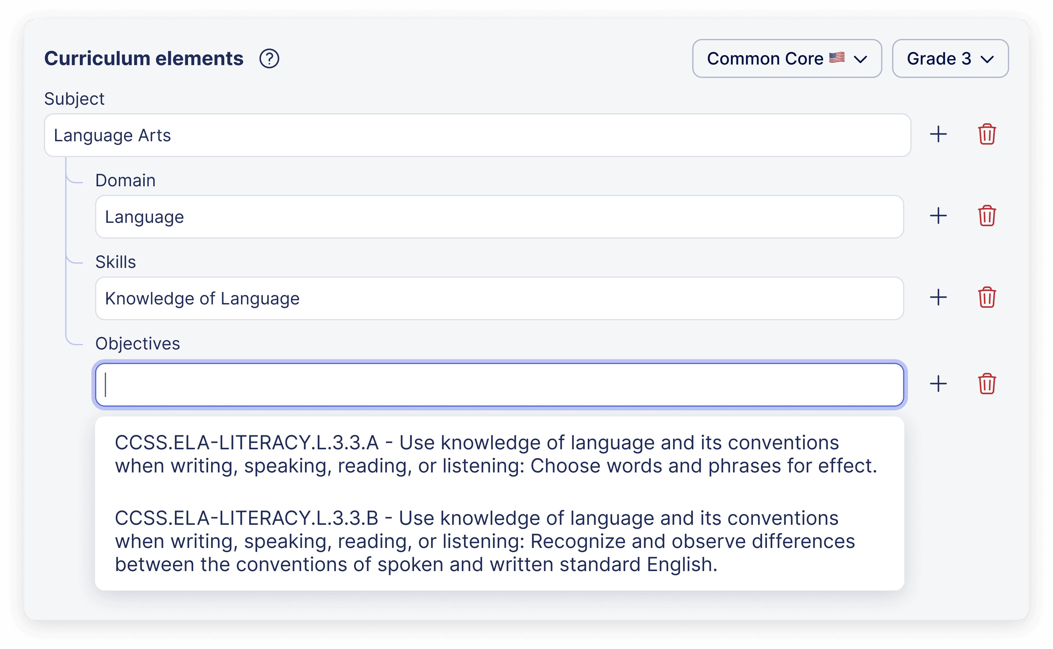 Curriculum integration example
