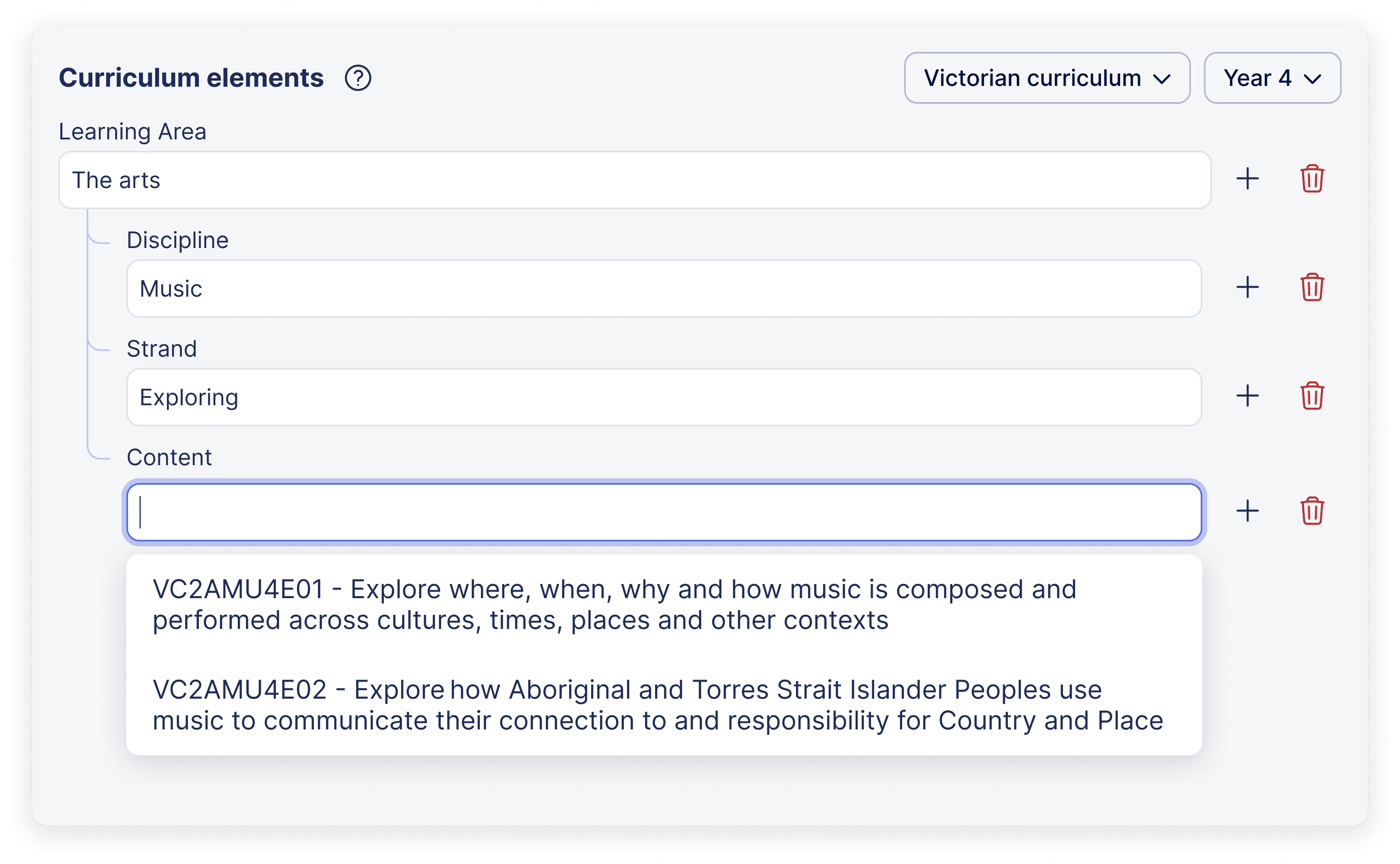 Curriculum integration example