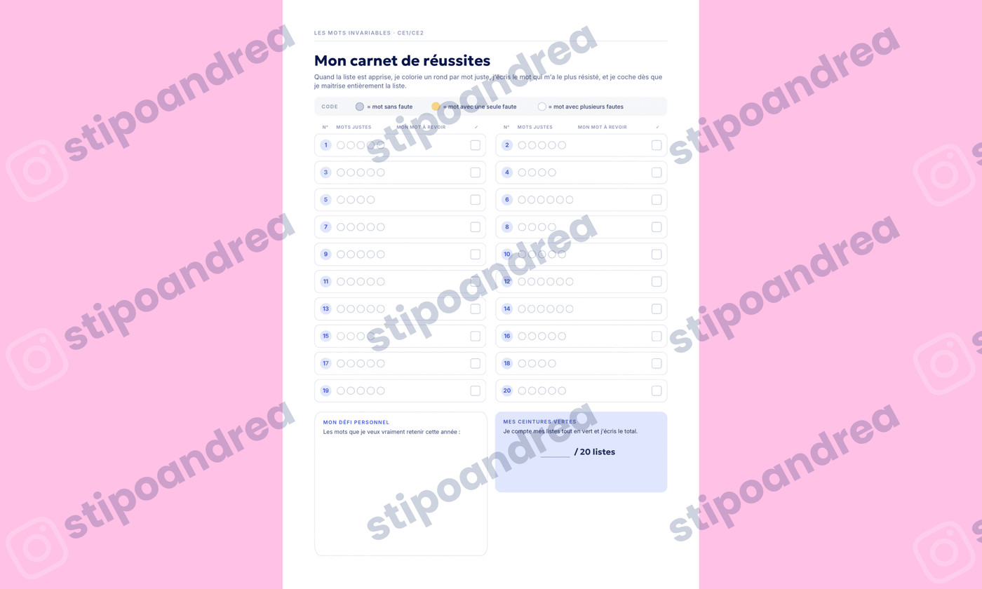 Aperçu Dictée mots invariables Cycle 2