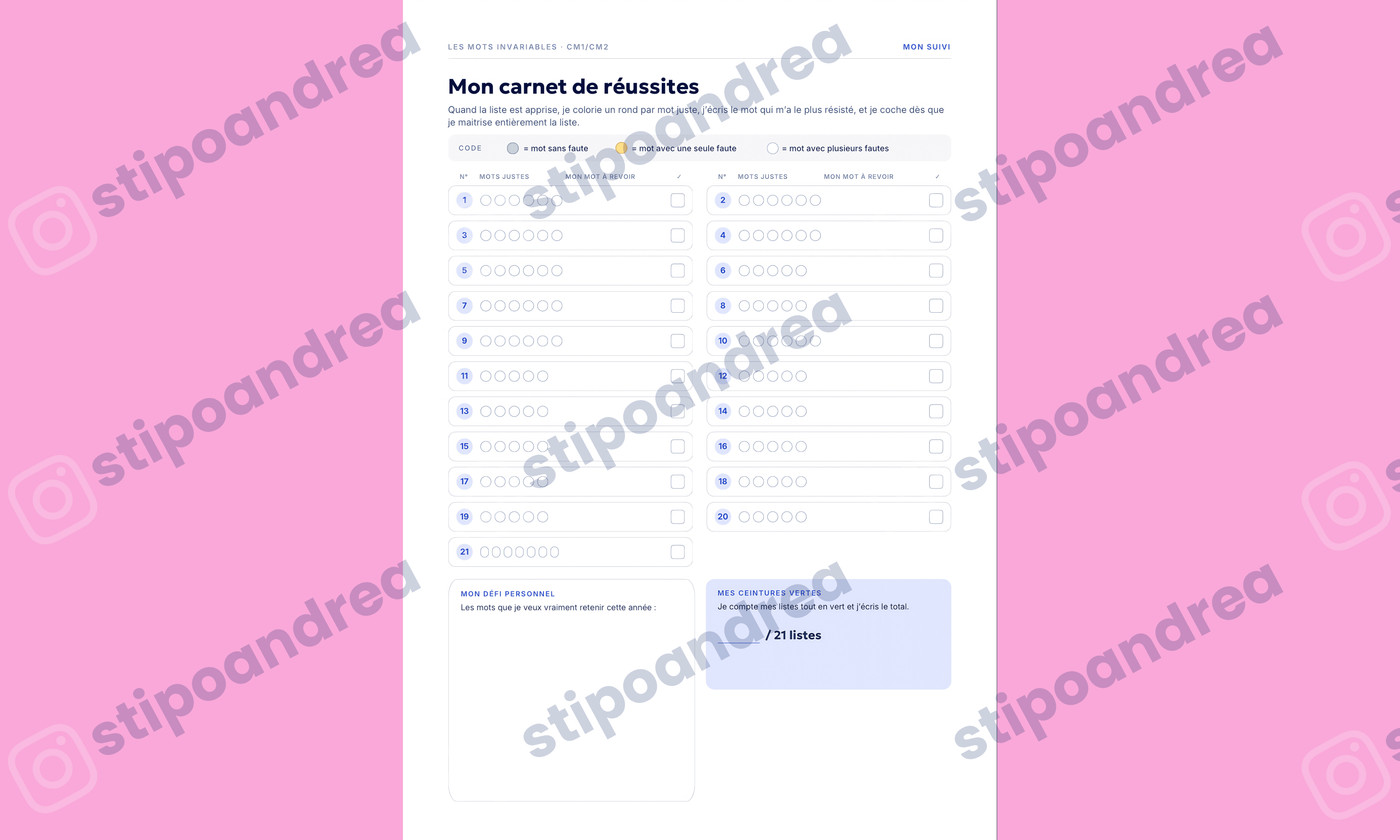 Aperçu Dictée mots invariables