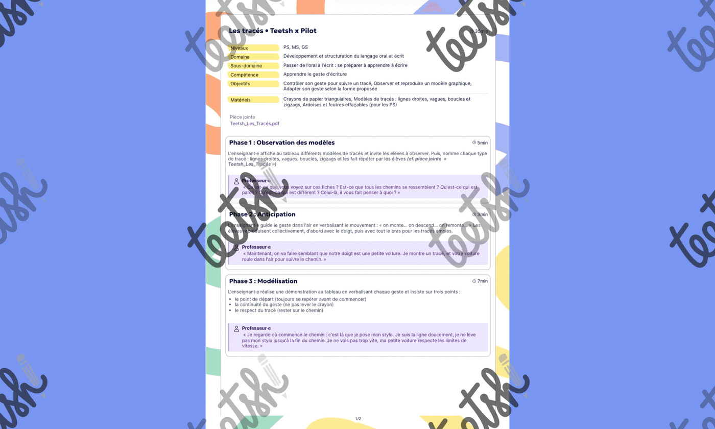 Aperçu Ateliers écriture Cycle 1 Teetsh