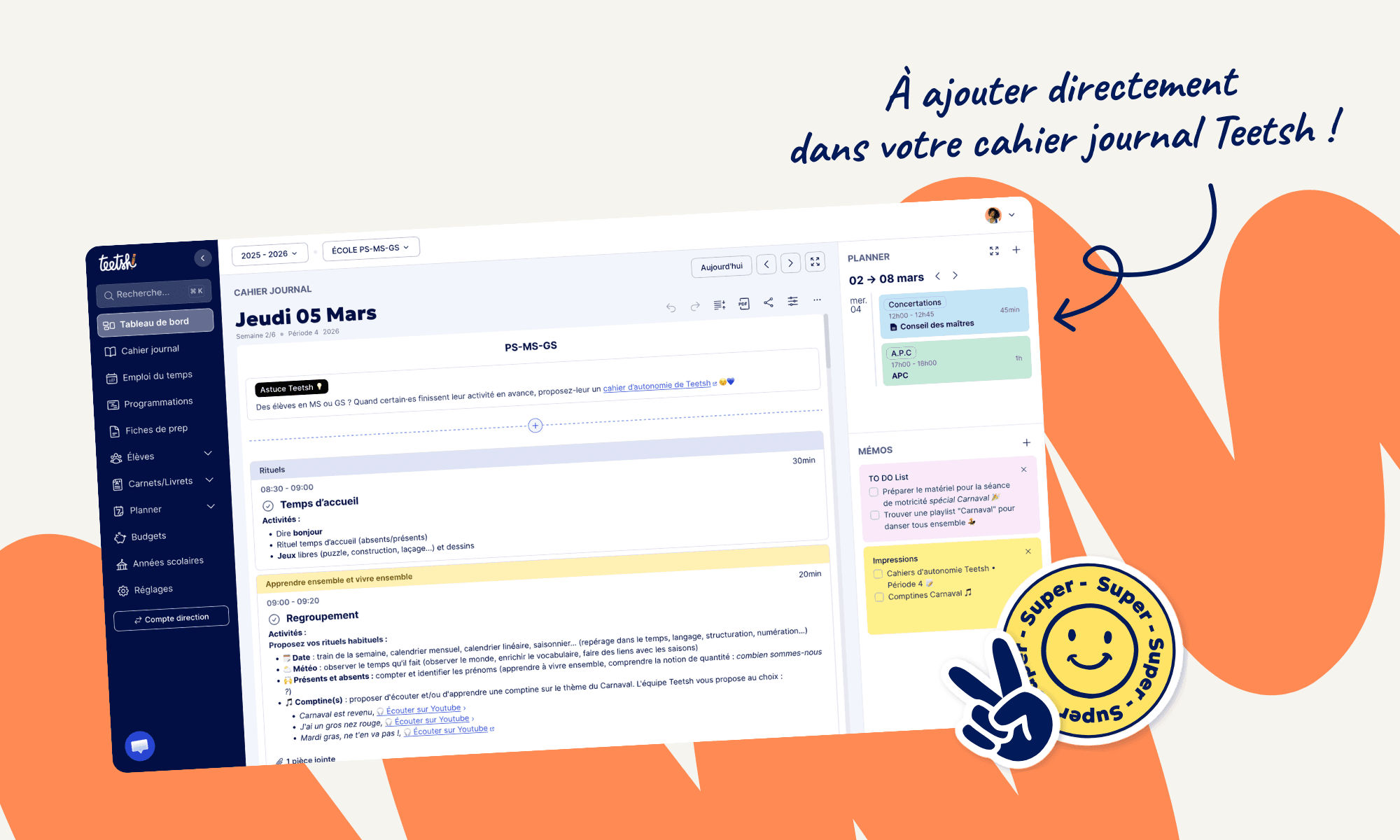 Aperçu Vue App Cahier journal Journée Carnaval Cycle 1