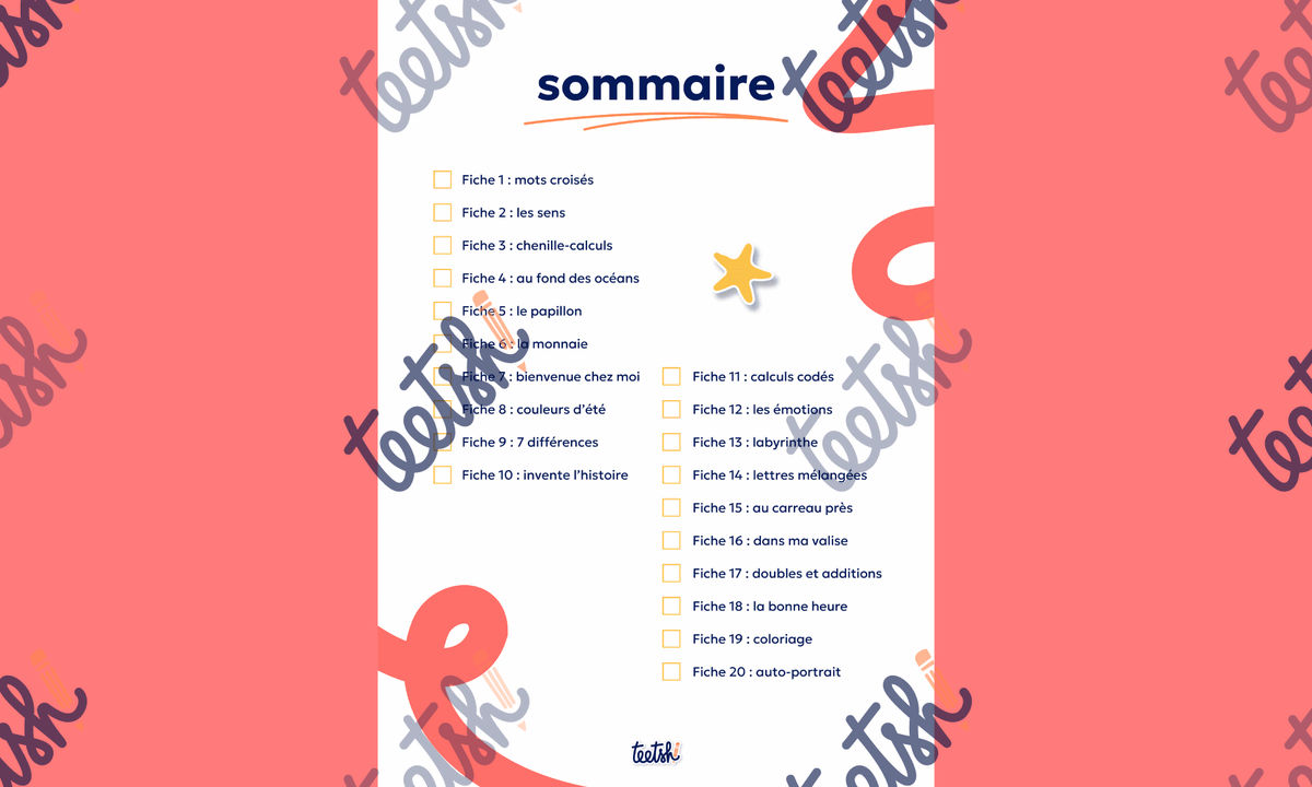 Aperçu Cahier d'autonomie Teetsh CE1 CE2 Période 5 - Sommaire