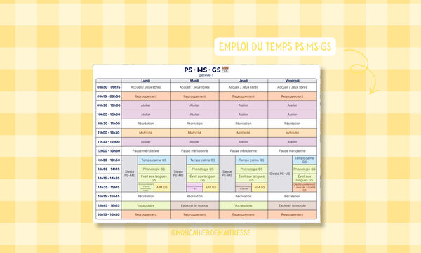 Emploi du temps PS MS GS - Mélanie - Aperçu