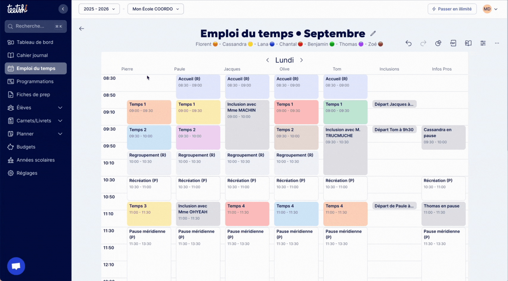 Aperçu Saisir une séance dans l’Emploi du temps 