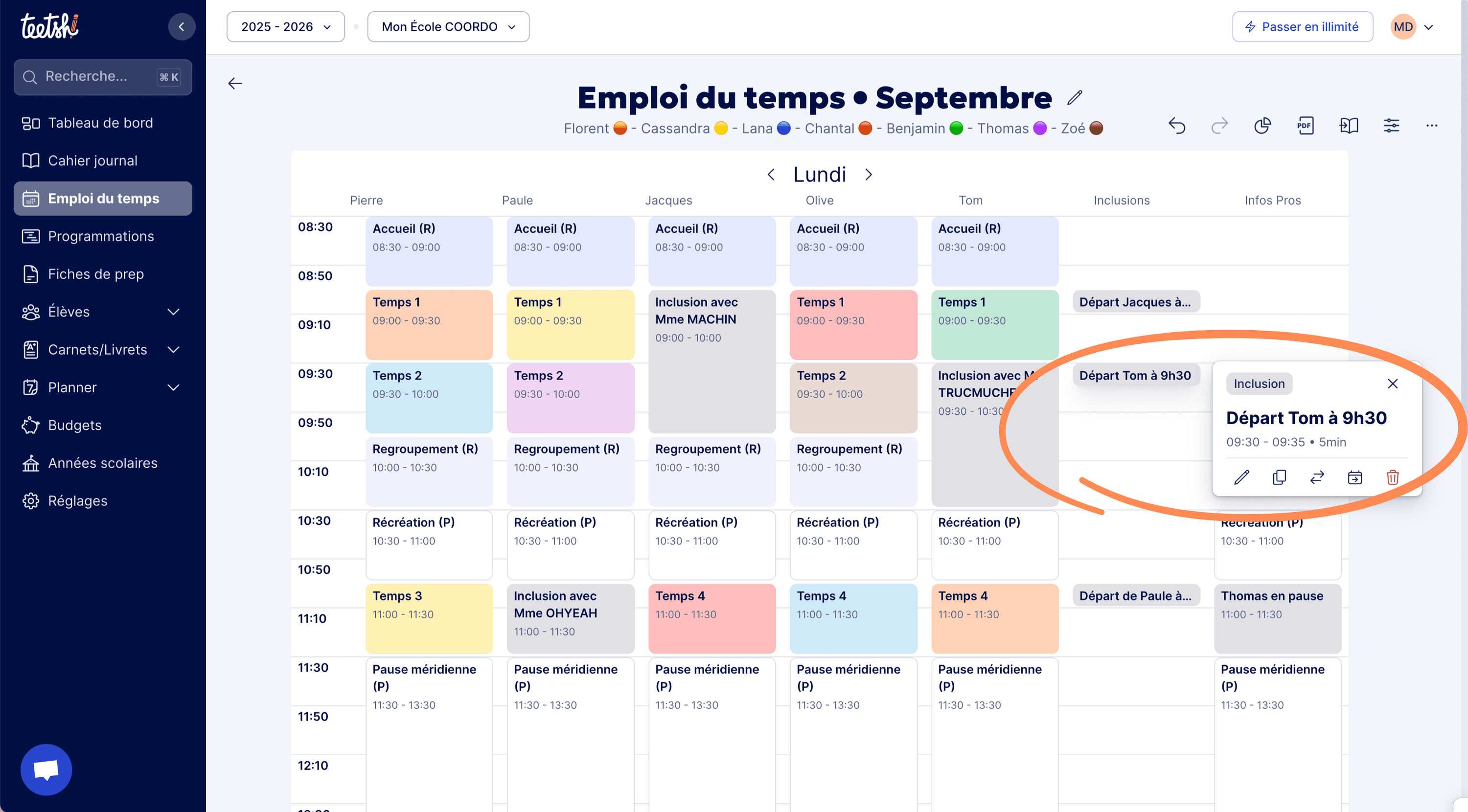 Aperçu Exemple de départ en inclusion