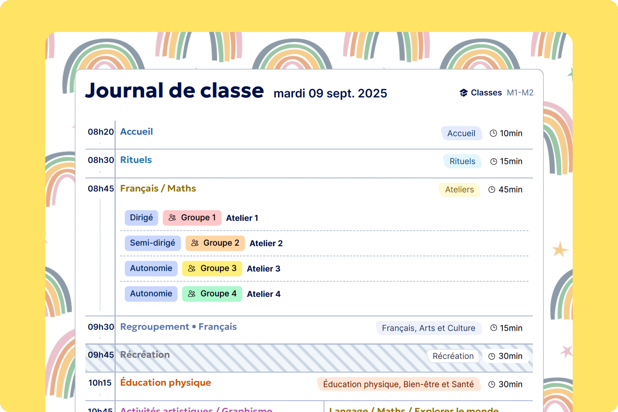 Aperçu Journal de classe - Impression PDF