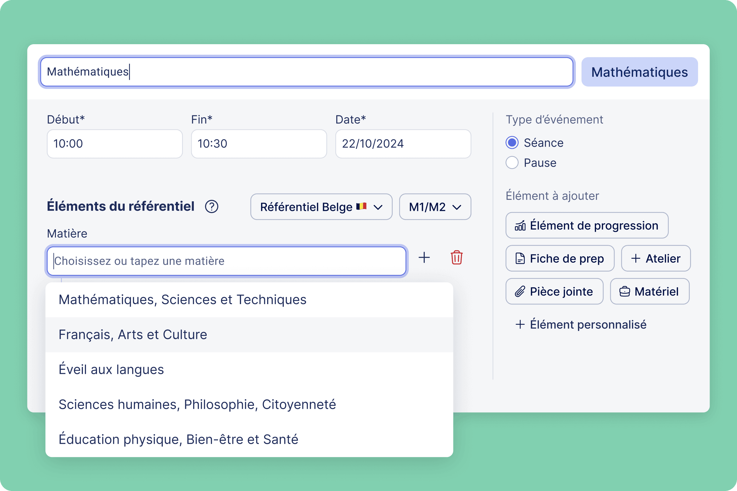 Aperçu Journal de classe - Référentiel belge intégré