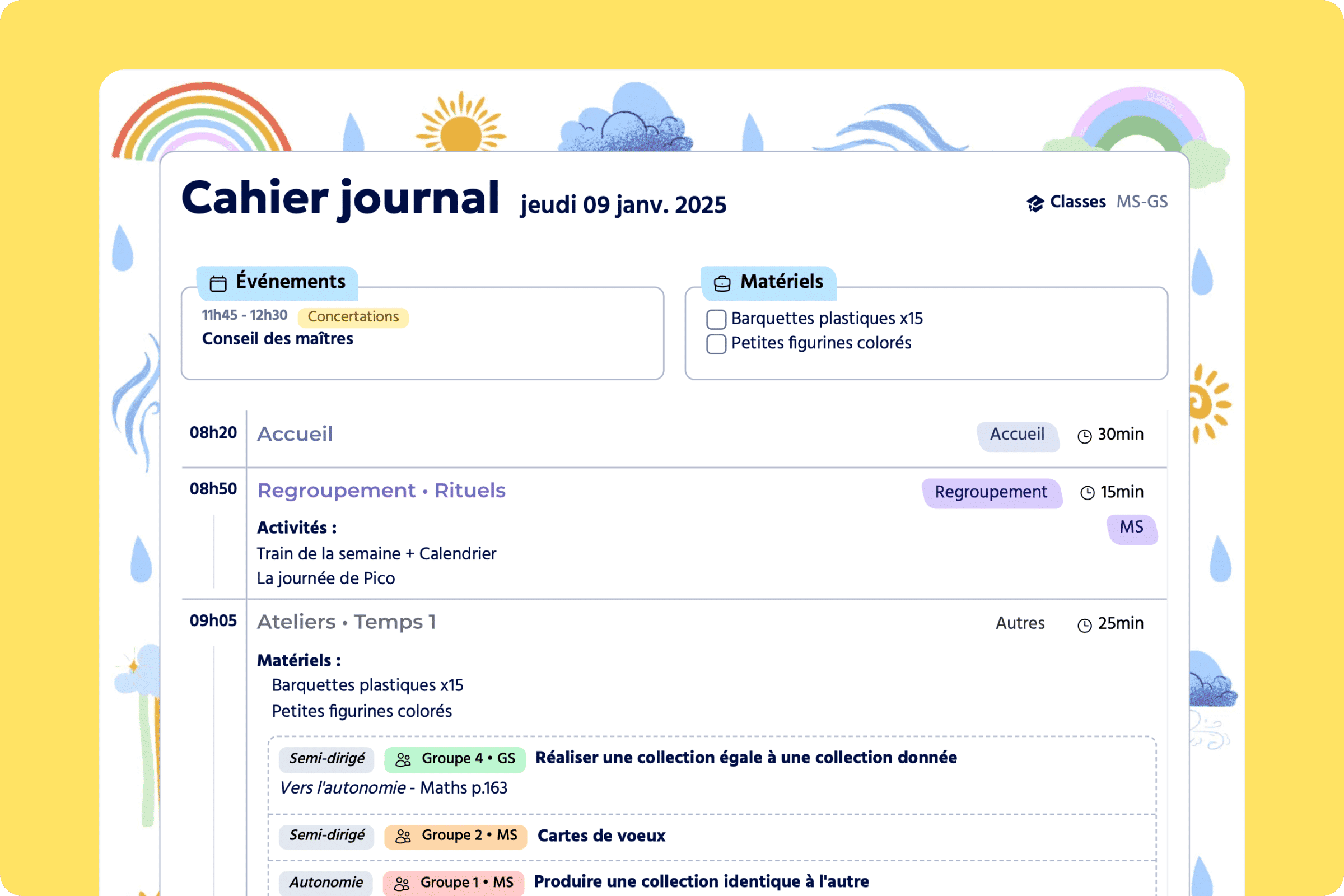 Aperçu Personnalisation du Cahier journal Teetsh